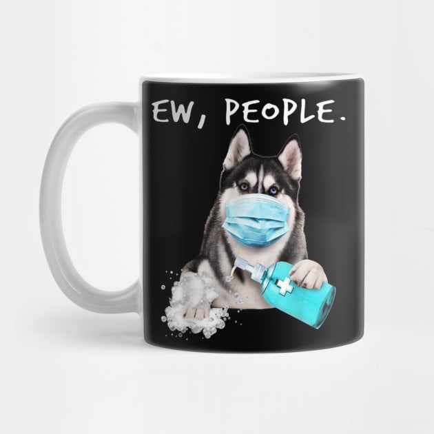 Siberian Husky Ew People Dog Wearing A Face Mask by Carmenshutter